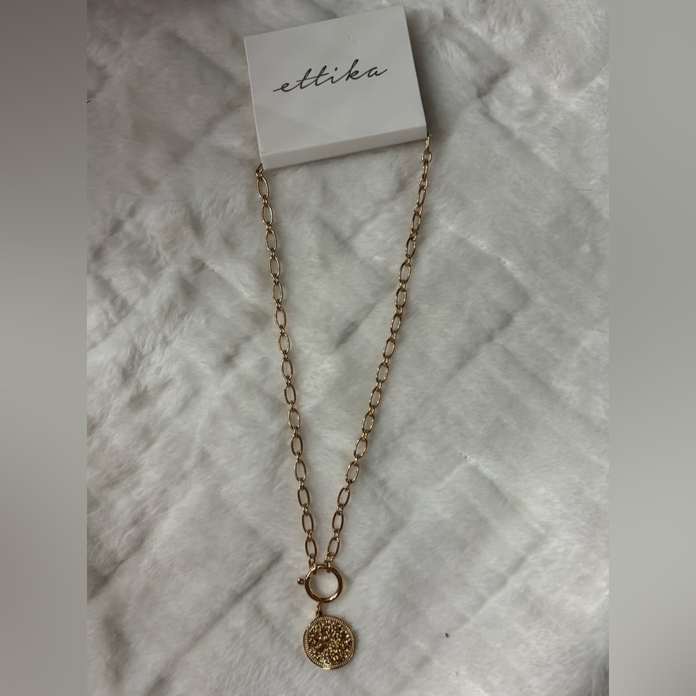Ettika Gold Necklace with Classic Chain and Circular Clasp
